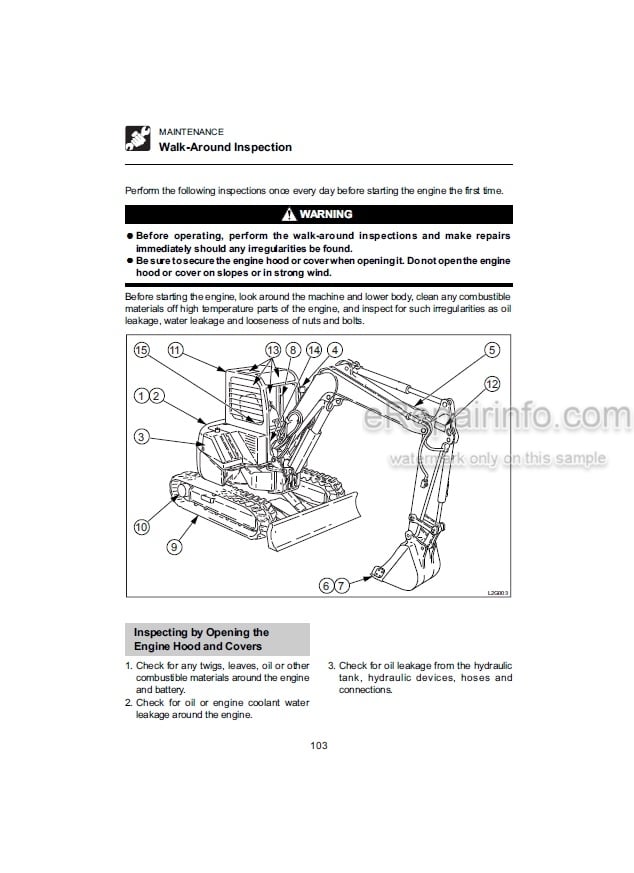 Photo 5 - Takeuchi TB53FR Operators Manual Compact Excavator 15810675-
