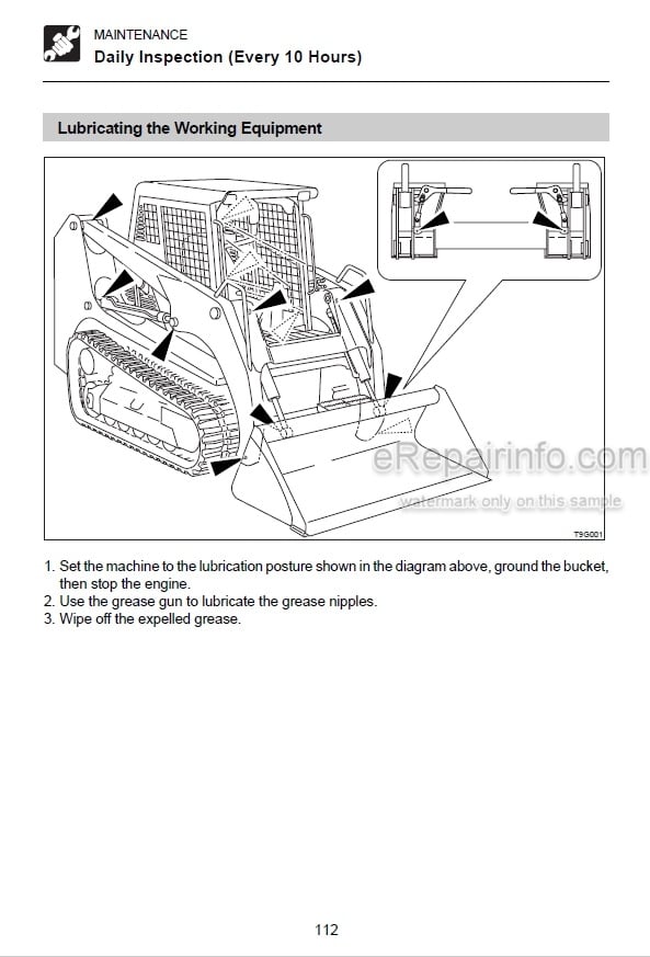 Photo 3 - Takeuchi TL120 TL130 TL140 TL150 Operators Manual Crawler Loader 21200008- 21305001- 21402001- 21502001-