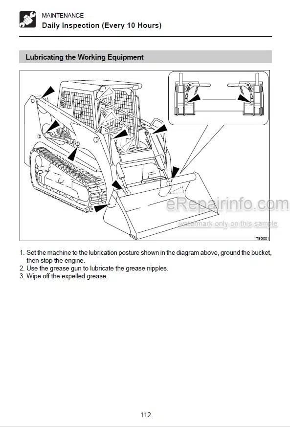 Photo 3 - Takeuchi TL120 TL130 TL140 TL150 Operators Manual Crawler Loader 21200008- 21305001- 21402001- 21502001-