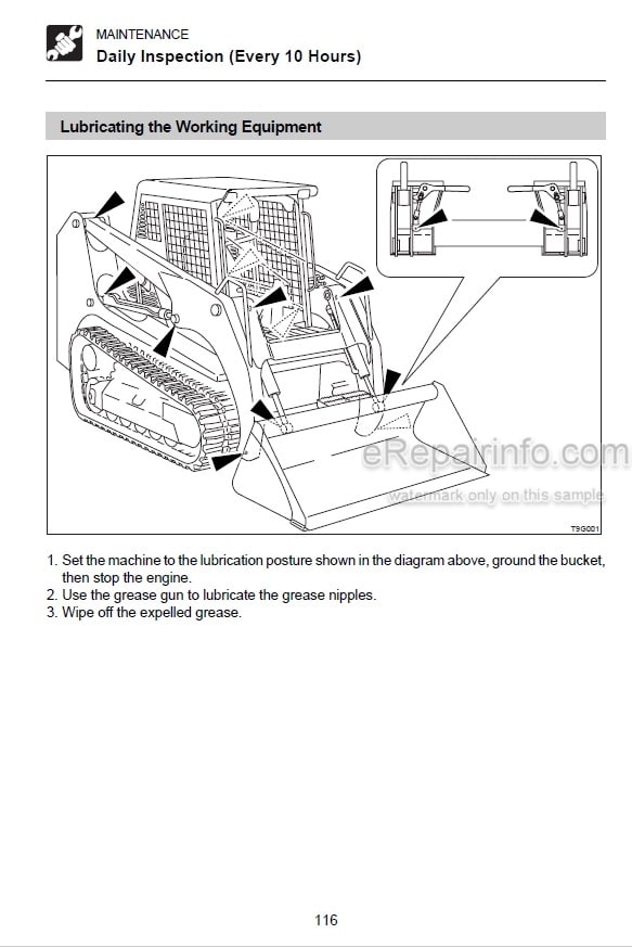 Photo 3 - Takeuchi TL220 TL230 TL240 TL250 Operators Manual Crawler Loader 222000001- 223000001- 224000001- 225000001-