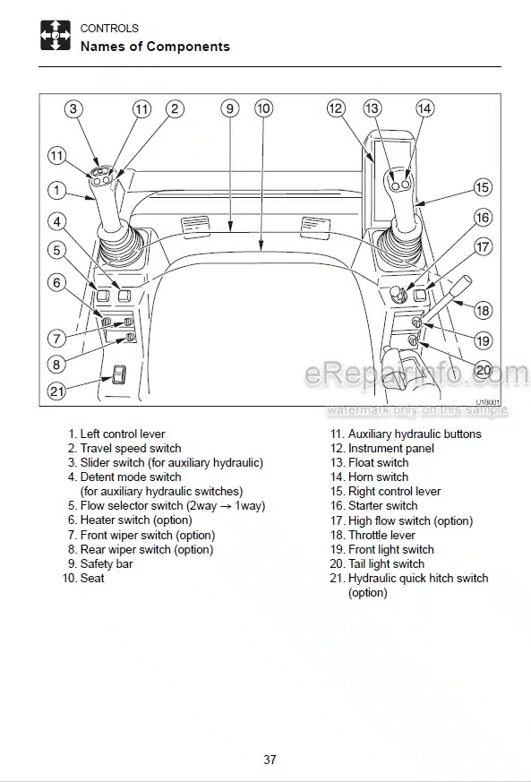 Photo 5 - Takeuchi TL220 TL230 TL240 TL250 Operators Manual Crawler Loader 222000001- 223000001- 224000001- 225000001-