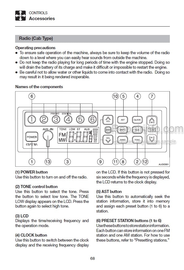Photo 4 - Takeuchi TL220 TL230 TL240 TL250 Operators Manual Track Loader 222000556- 223000859- 224000570- 225000665-