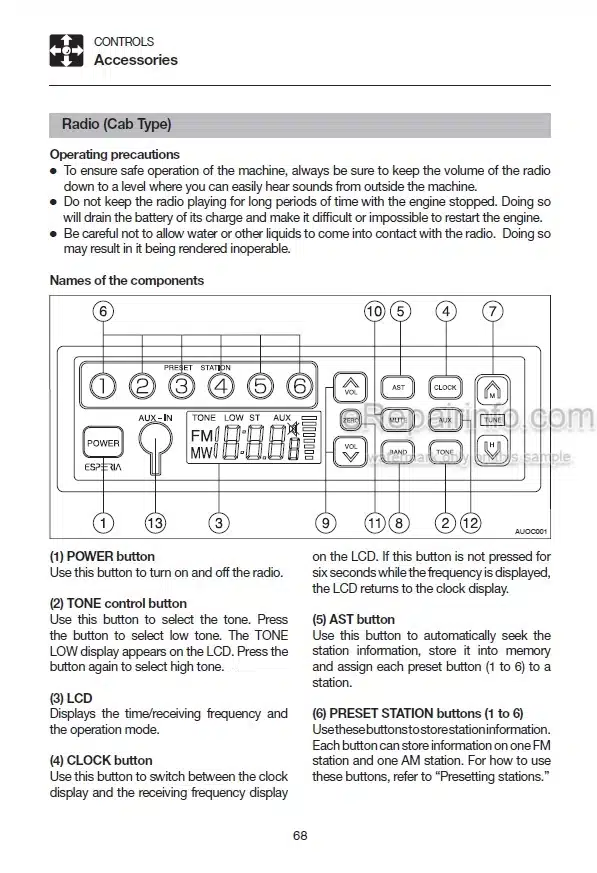 Photo 4 - Takeuchi TL220 TL230 TL240 TL250 Operators Manual Track Loader 222000556- 223000859- 224000570- 225000665-