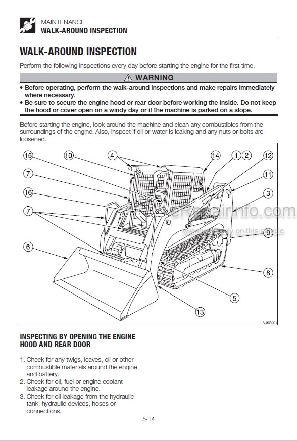 Photo 3 - Takeuchi TL230 Operators Manual Track Loader 223100002-