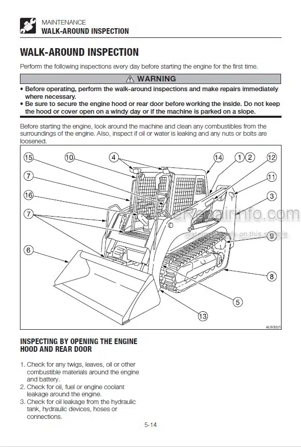 Photo 3 - Takeuchi TL230 Operators Manual Track Loader 223100002-
