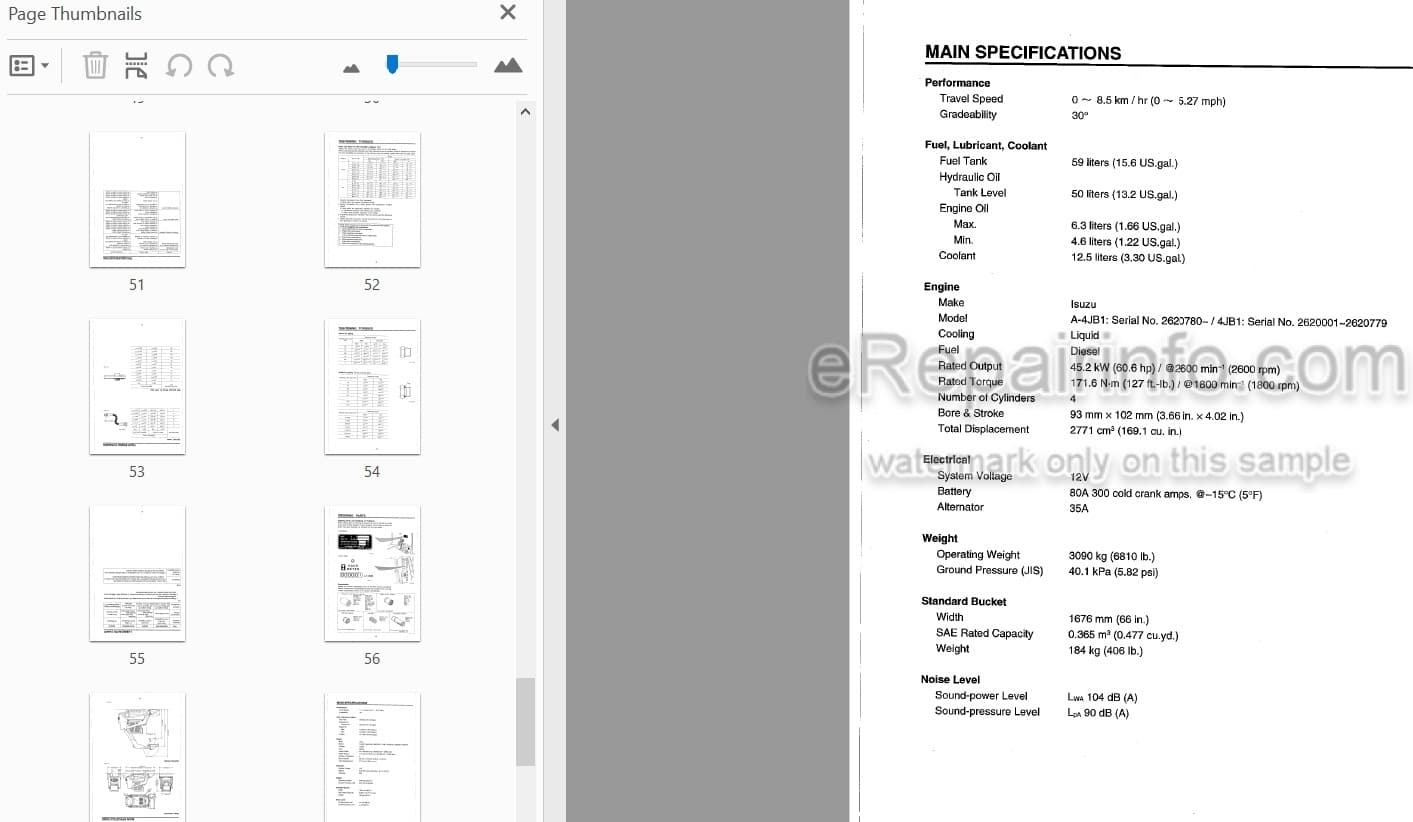 Photo 4 - Takeuchi TL26 Operators Manual Crawler Loader 2620186-