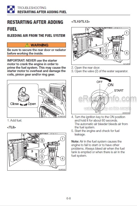Photo 3 - Takeuchi TL8 TL10 TL12 Operators Manual Track Loader 200800002- 201000002- 201200003-