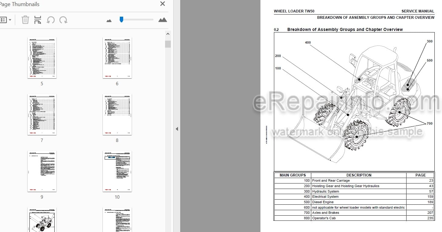 Photo 4 - Takeuchi TW50 Service Manual Wheel Loader