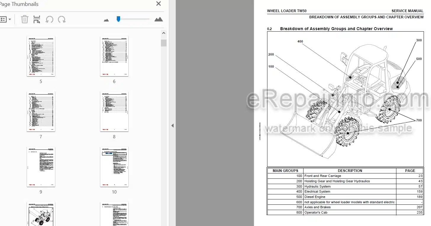 Photo 4 - Takeuchi TW50 Service Manual Wheel Loader