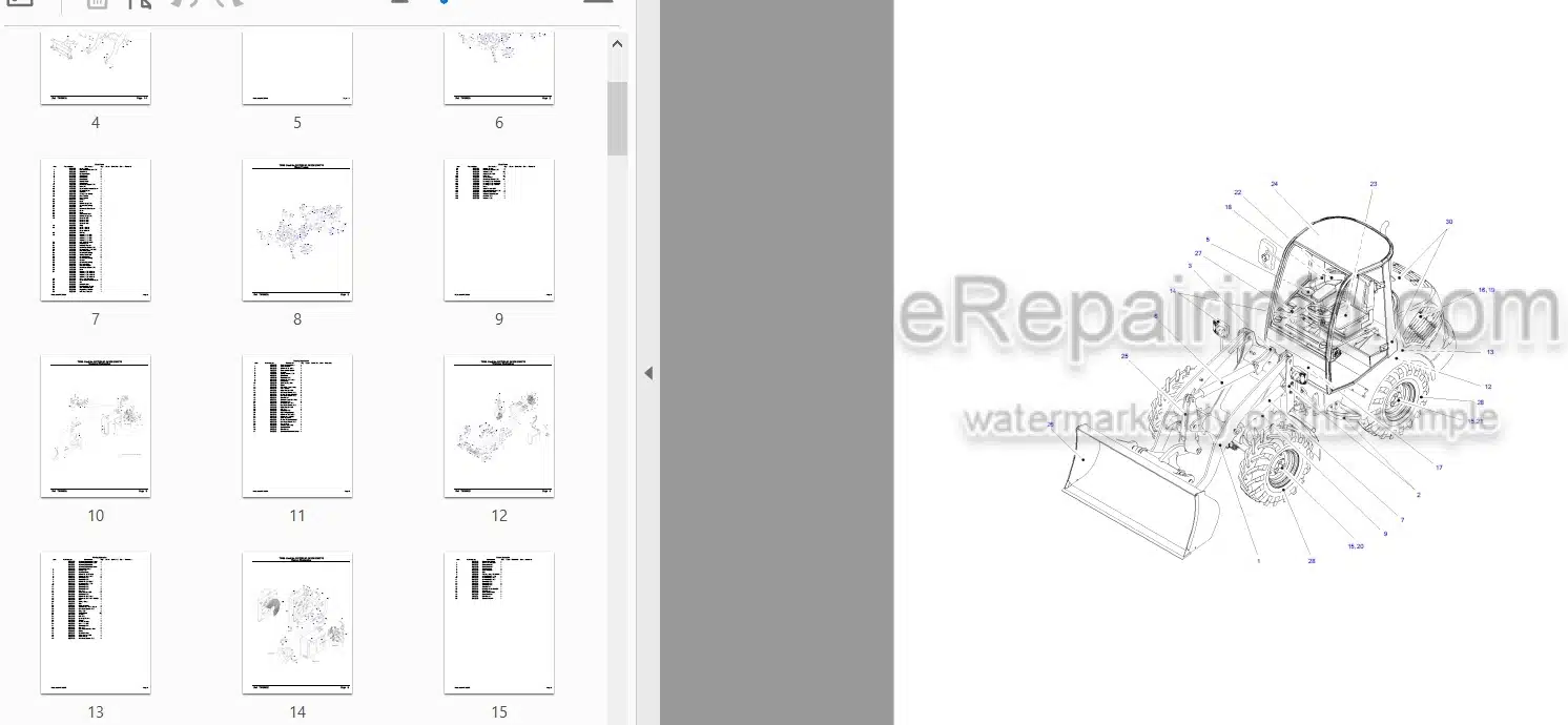 Photo 3 - Takeuchi TW60 Parts Catalog Wheel Loader Е104062- Е106776-