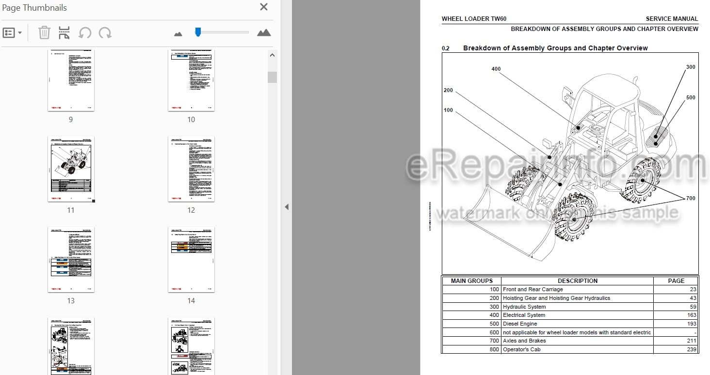 Photo 4 - Takeuchi TW60 Service Manual Wheel Loader
