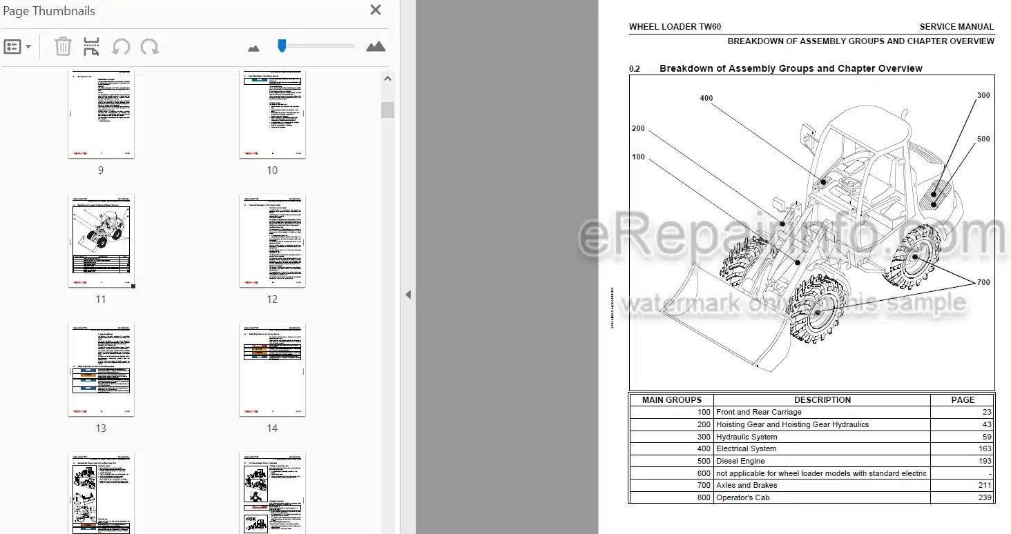Photo 4 - Takeuchi TW60 Service Manual Wheel Loader