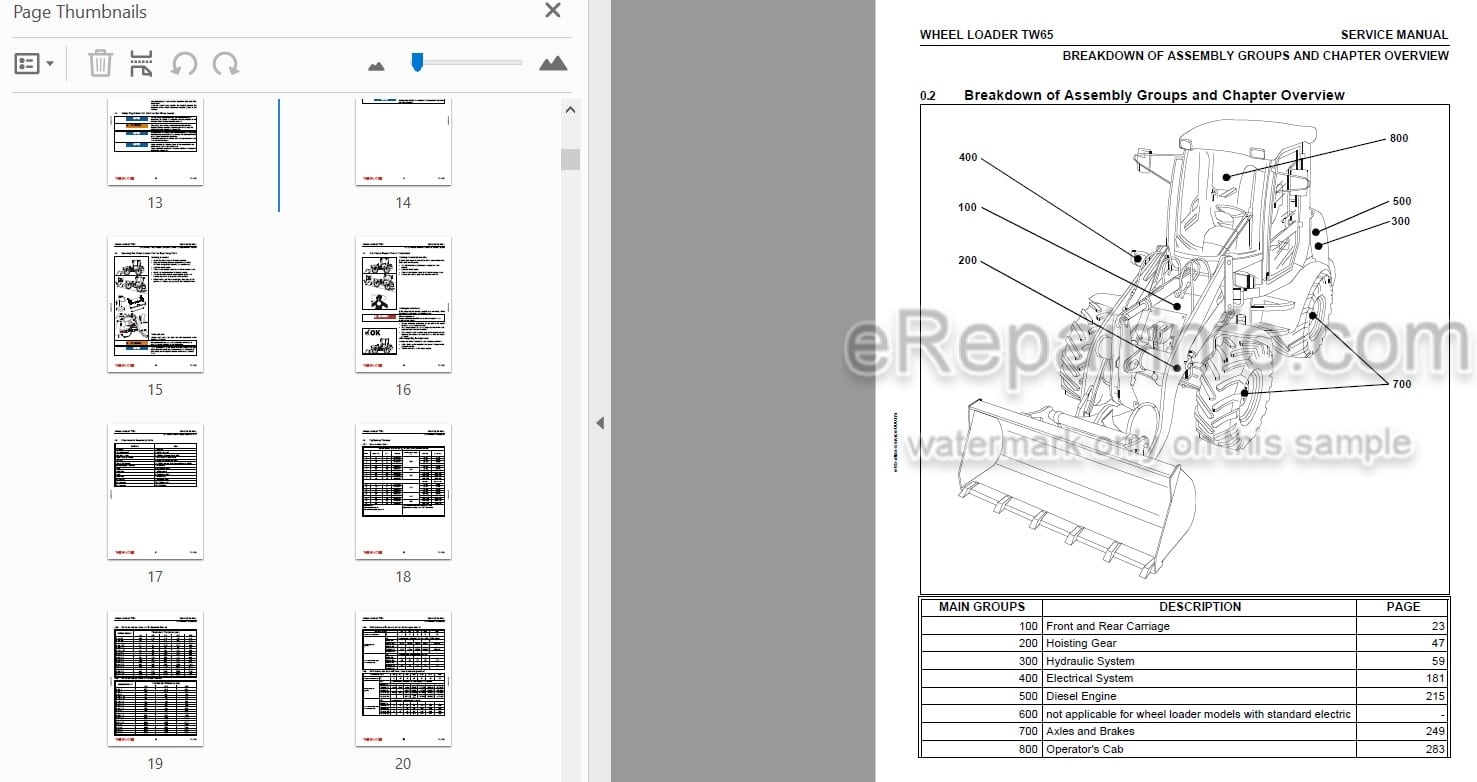 Photo 5 - Takeuchi TW65 Service Manual Wheel Loader