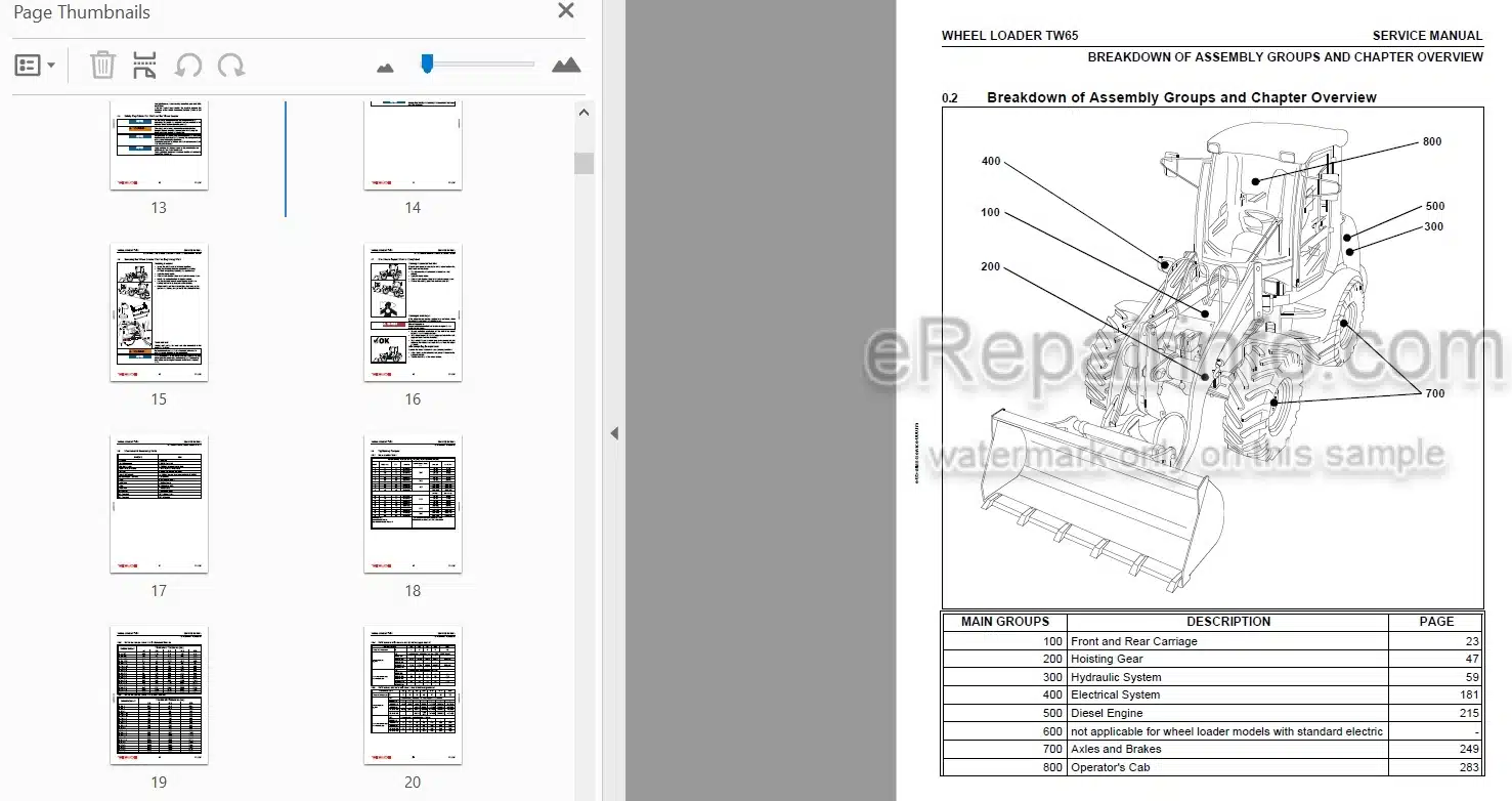 Photo 5 - Takeuchi TW65 Service Manual Wheel Loader