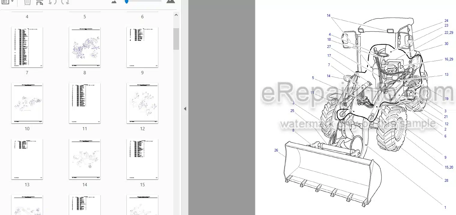 Photo 3 - Takeuchi TW80 Parts Catalog Wheel Loader Е104078- E107240-