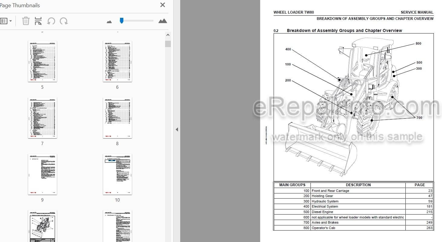 Photo 5 - Takeuchi TW80 Service Manual Wheel Loader