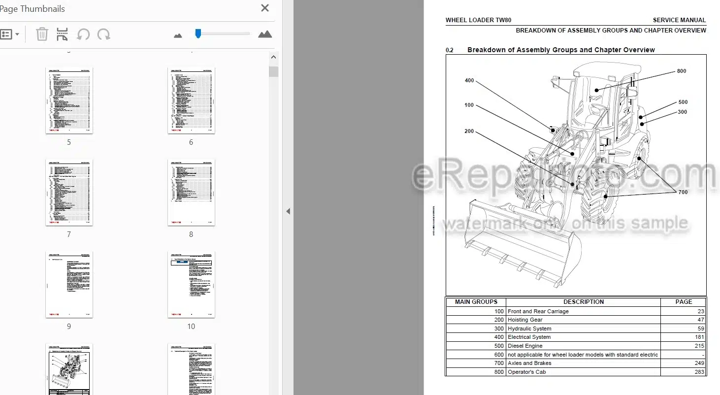 Photo 5 - Takeuchi TW80 Service Manual Wheel Loader