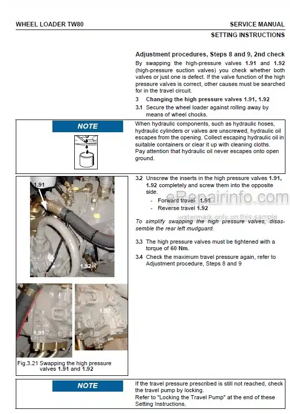 Photo 4 - Takeuchi TW80 Service Manual Wheel Loader