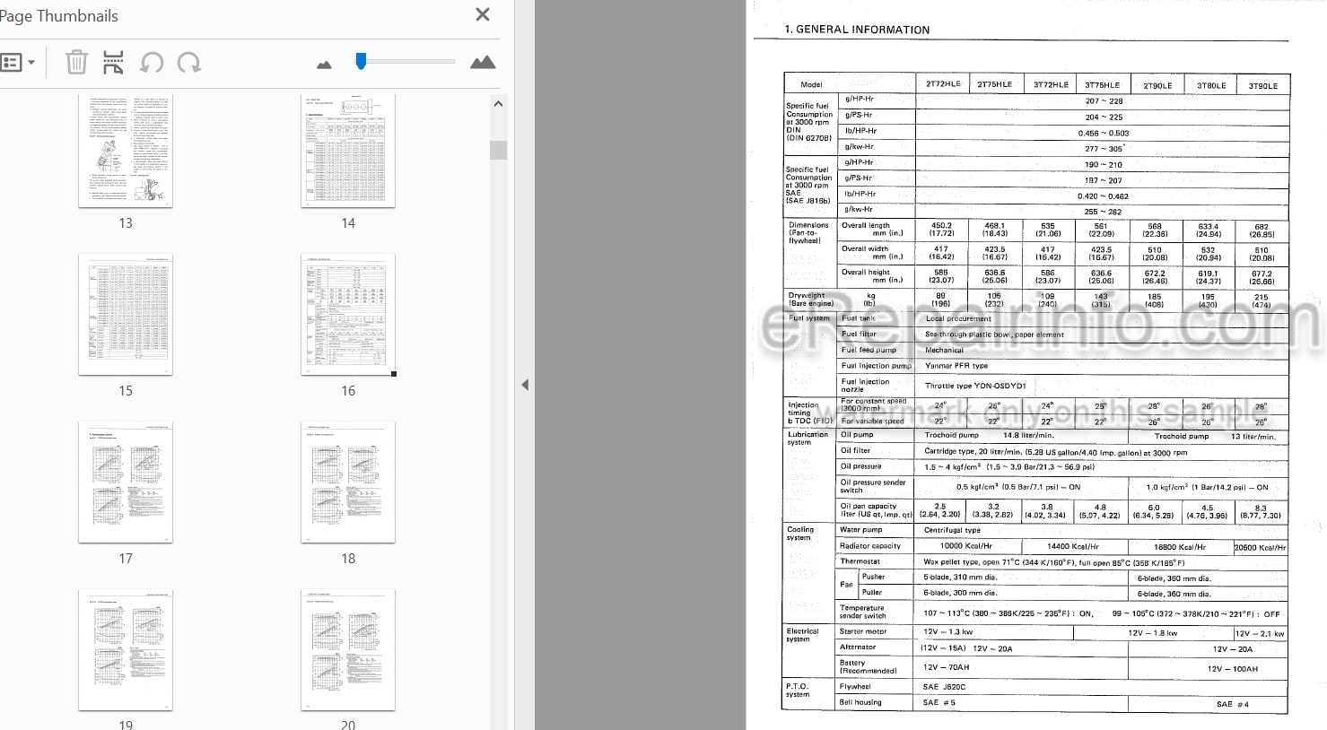 Photo 3 - Yanmar 2T72HLE 2T75HLE 3T72HLE 3T75HLE 2T90LE 3T80LE 3T90LE  Service Manual Industrial Diesel Engine