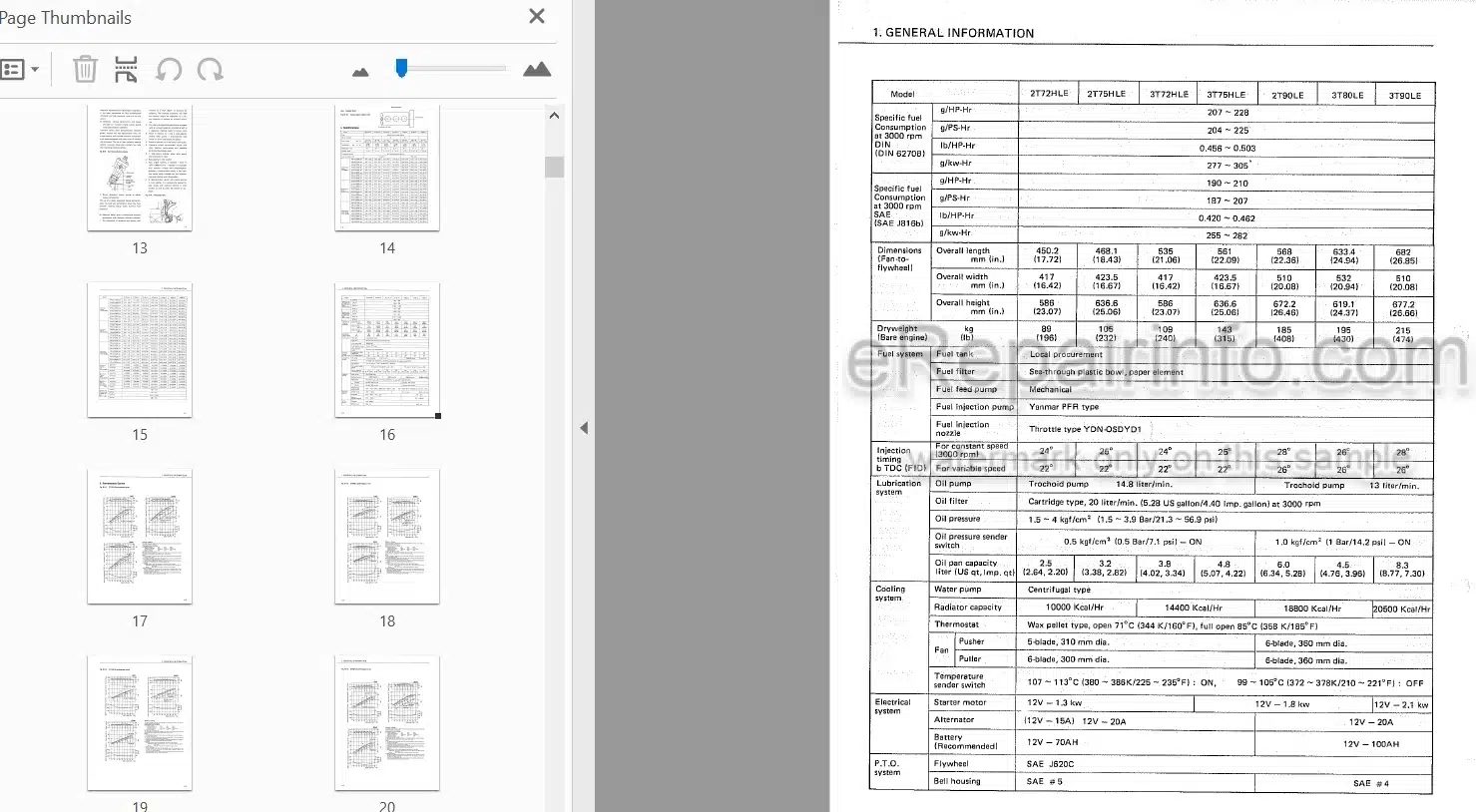 Photo 3 - Yanmar 2T72HLE 2T75HLE 3T72HLE 3T75HLE 2T90LE 3T80LE 3T90LE  Service Manual Industrial Diesel Engine