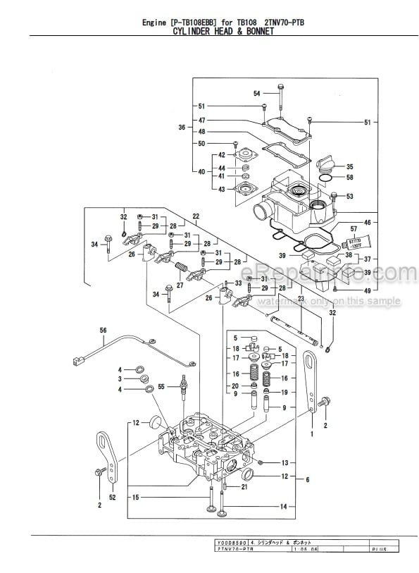 Photo 12 - Yanmar 2TNV70-PTB Parts Catalog Engine For Takeuchi TB108 Compact Excavator