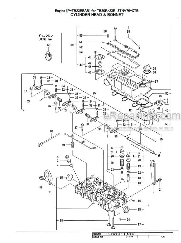 Photo 11 - Yanmar 2TNV76-XTB Parts Catalog Engine For Takeuchi TB20R TB23R Compact Excavator