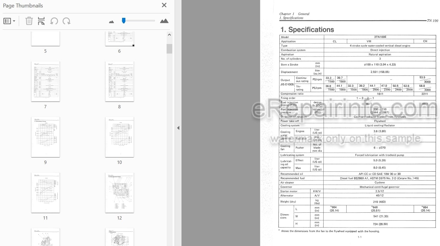 Photo 4 - Yanmar 3TN100E 4TN100E 4TN100TE Service Manual Diesel Engine