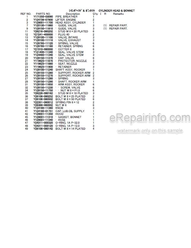 Photo 4 - Yanmar 3TNE88-TB 3TNE88-TB1 3TNE88-ETB 3TNE88-ETB1 Parts Catalog Engine For Takeuchi TB135 Compact Excavator