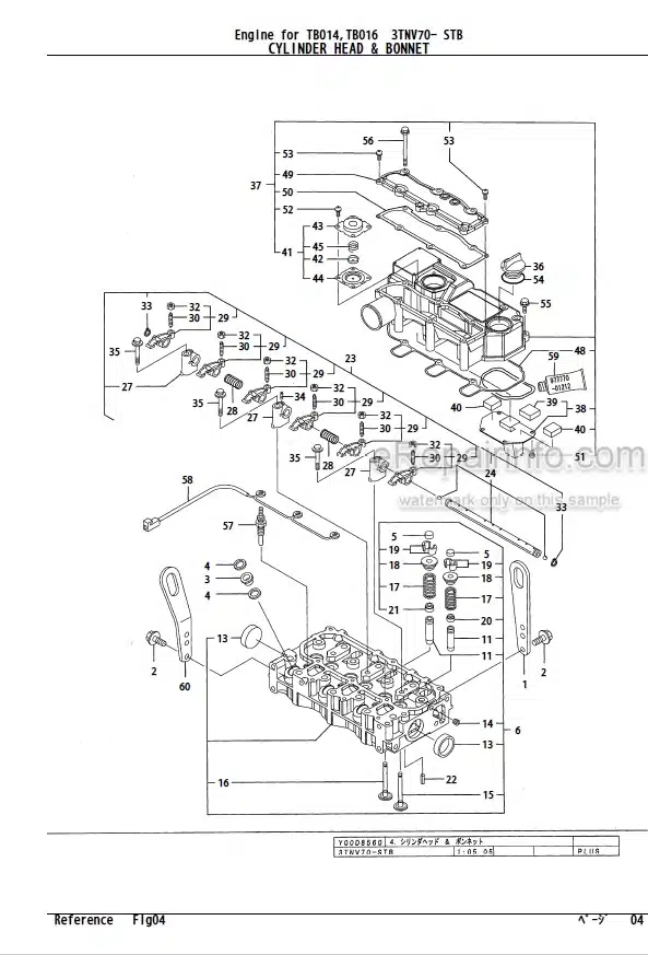 Photo 6 - Yanmar 3TNV70-NTB Parts Catalog Engine For Takeuchi TB219 Mini Excavator
