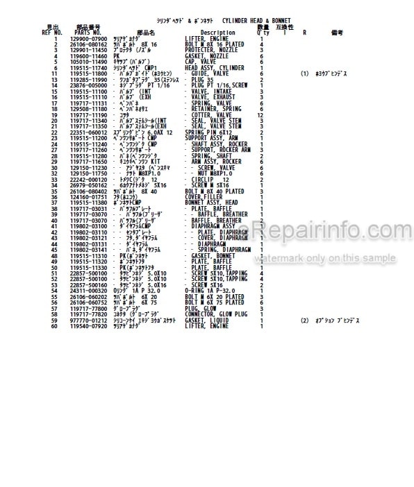 Photo 4 - Yanmar 3TNV70-STB Parts Catalog Engine For Takeuchi TB014 TB016 Compact Excavator