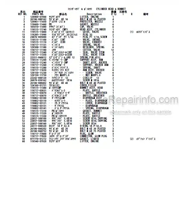 Photo 4 - Yanmar 3TNV70-STB Parts Catalog Engine For Takeuchi TB014 TB016 Compact Excavator