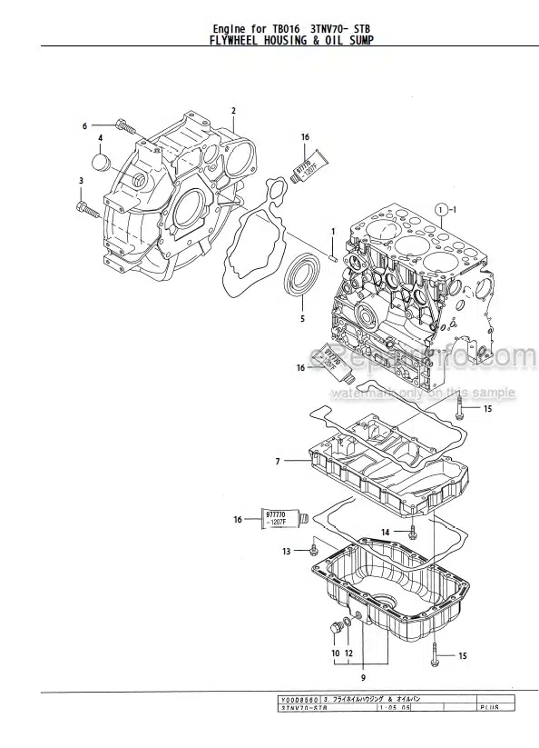 Photo 6 - Yanmar 3TNV70-STB Parts Catalog Engine For Takeuchi TB014 TB016 Compact Excavator