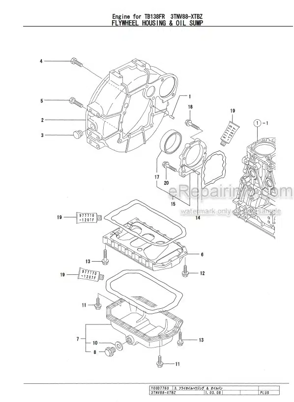 Photo 4 - Yanmar 3TNV88-XTBZ Parts Catalog Engine For Takeuchi TB138FR Hydraulic Excavator