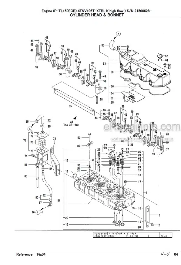 Photo 12 - Yanmar 4TNV106T-XTBL1 Parts Catalog Engine