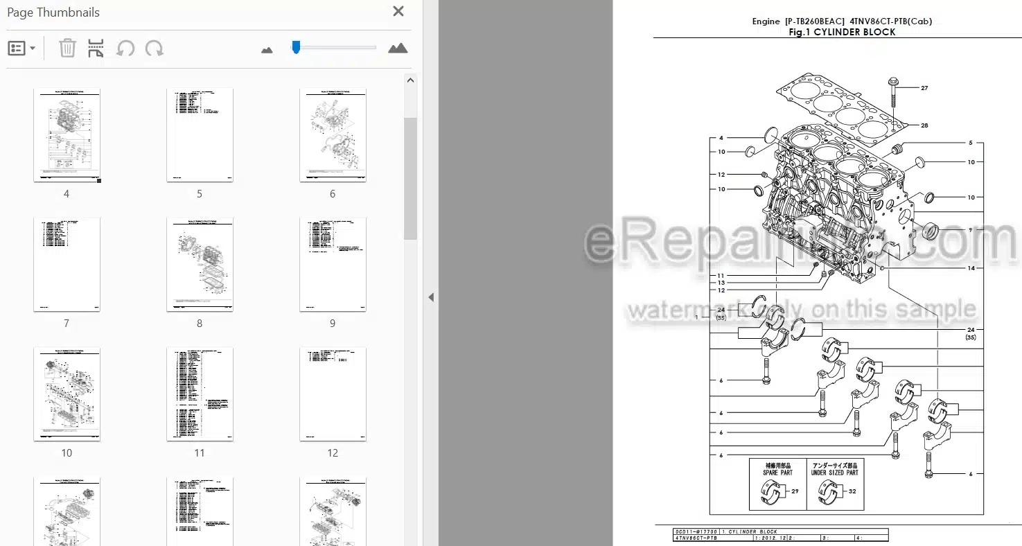 Photo 4 - Yanmar 4TNV86CT-PTB Parts Catalog Engine