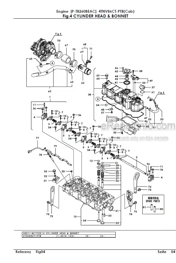Photo 5 - Yanmar 4TNV88-BPTB 4TNV88-BPTB1 Parts Catalog Engine For Takeuchi TB250 Mini Excavator