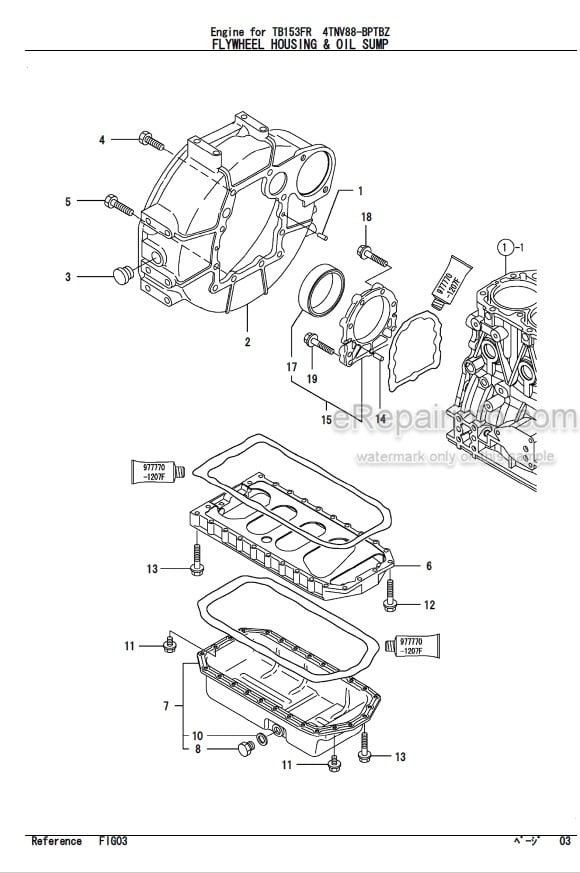 Photo 1 - Yanmar 4TNV88-BPTBZ Parts Catalog Engine For Takeuchi TB153FR Compact Excavator