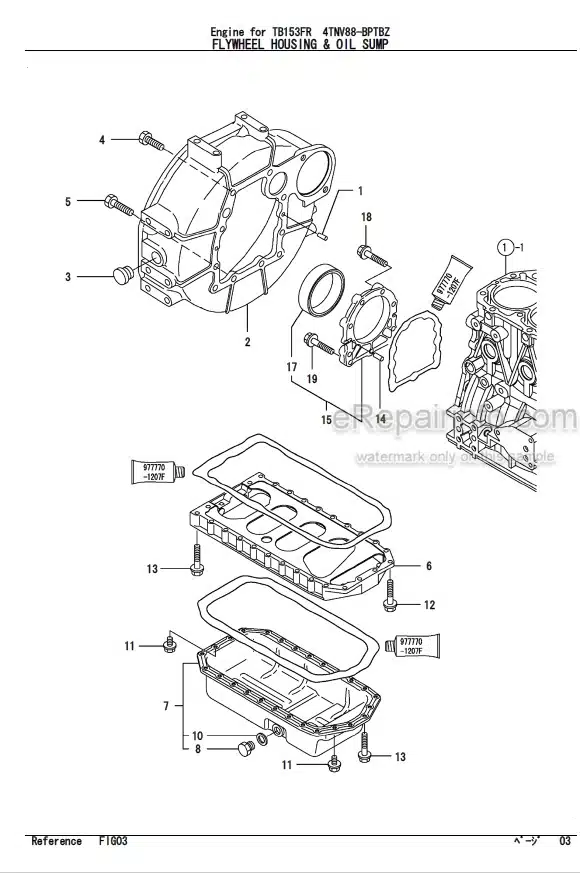 Photo 4 - Yanmar 4TNV88-BPTBZ Parts Catalog Engine For Takeuchi TB153FR Compact Excavator
