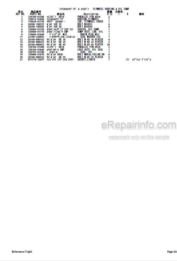 Photo 4 - Yanmar 4TNV88-PTBZ1 Parts Catalog Engine For Takeuchi TB153FR Compact Excavator