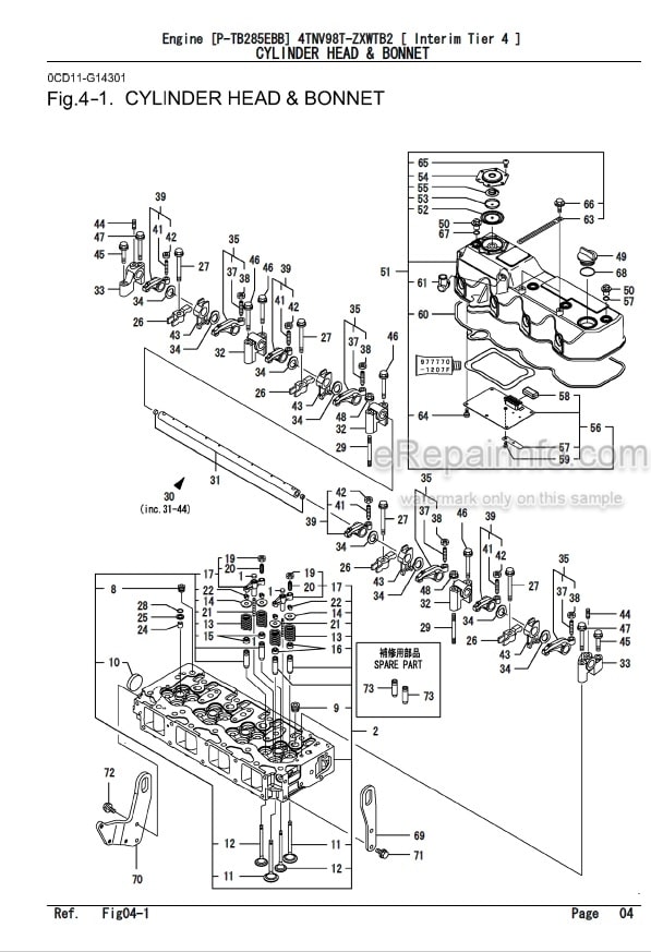Photo 5 - Yanmar 4TNV98-ZNTBL Parts Catalog Engine