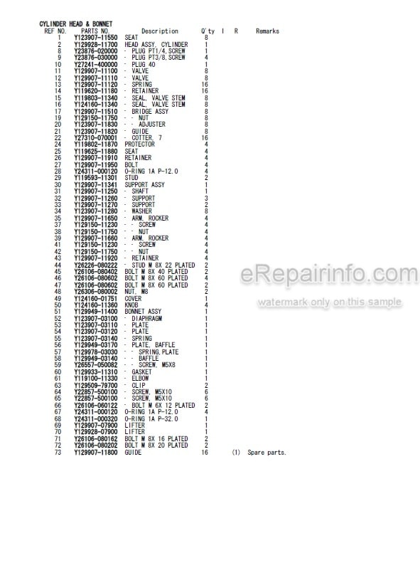 Photo 4 - Yanmar 4TNV98T-ZXWTB2 Interim Tier 4 Parts Catalog Engine