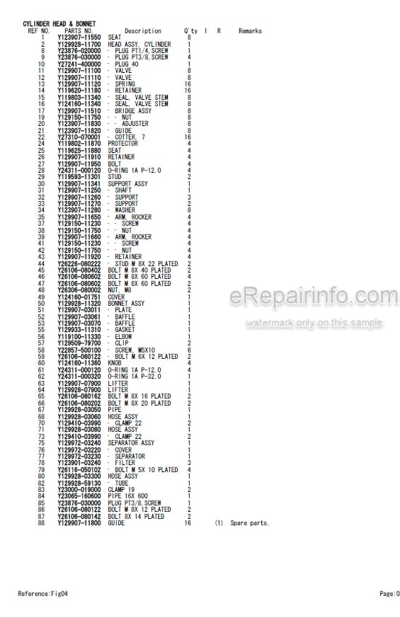 Photo 4 - Yanmar 4TNV98T-ZXWTB Parts Catalog Engine