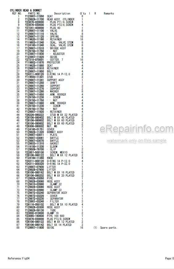 Photo 4 - Yanmar 4TNV98T-ZXWTB Parts Catalog Engine