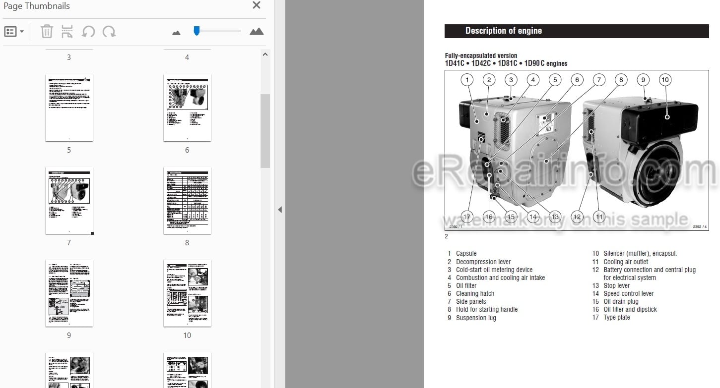 Photo 3 - Hatz 1D41 1D42 1D50 1D81 1D90 Original Instruction Book Manual Engine