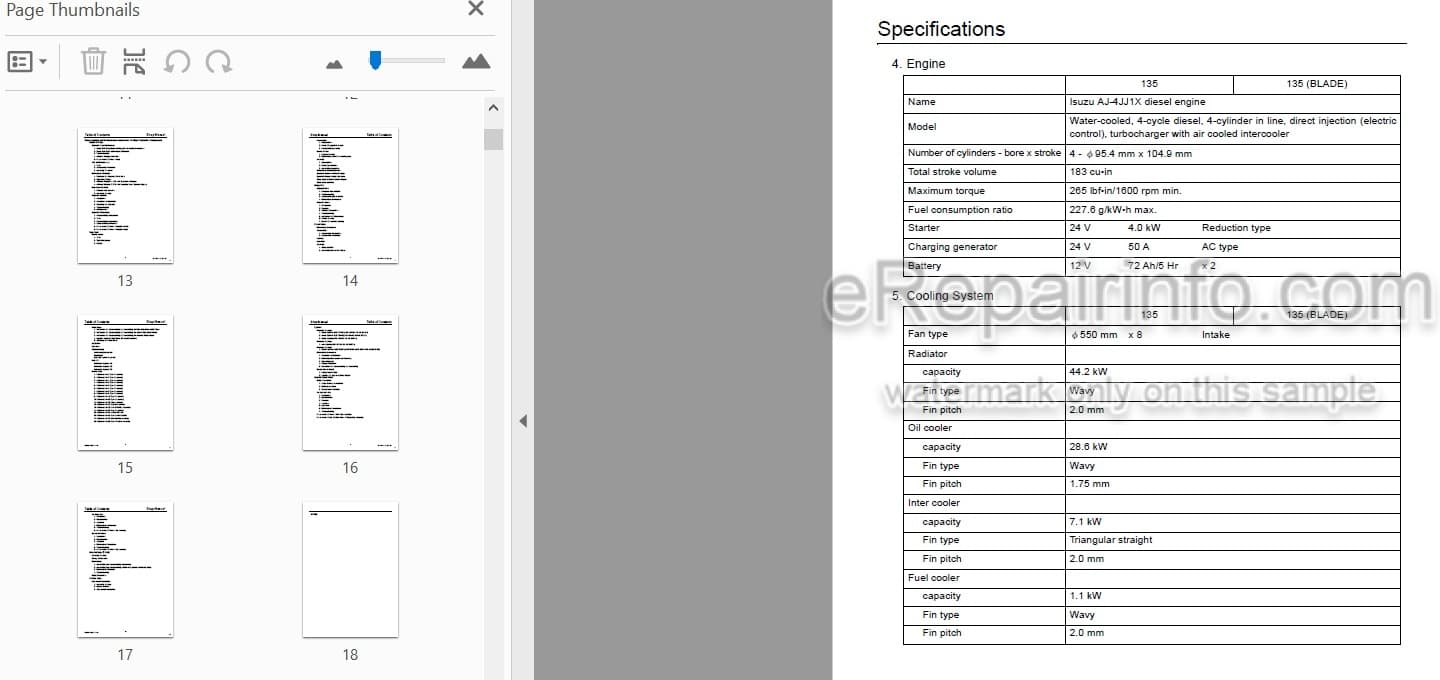 Photo 5 - Link-Belt 135 Spin Ace Tier III Service Manual Excavator