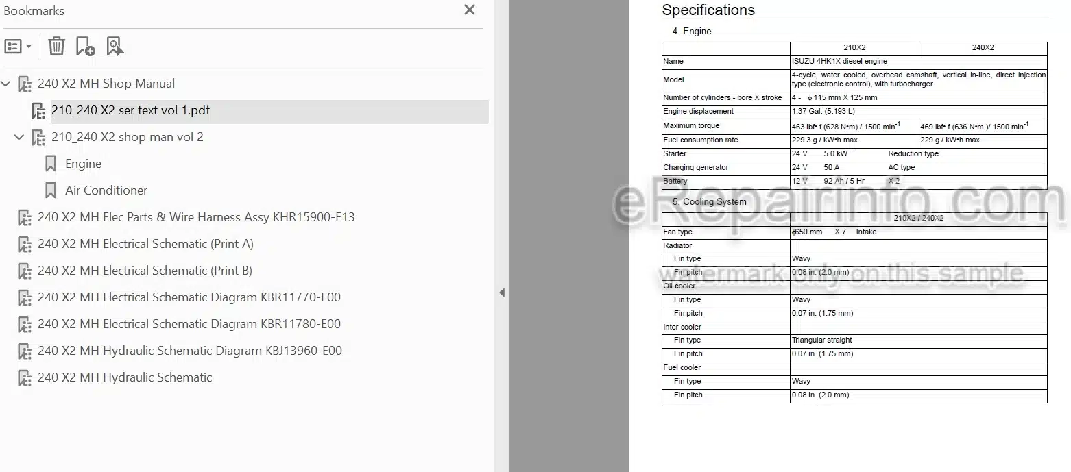 Photo 5 - Link-Belt 210X2 240X2 240X2-MH Service Manual Excavator