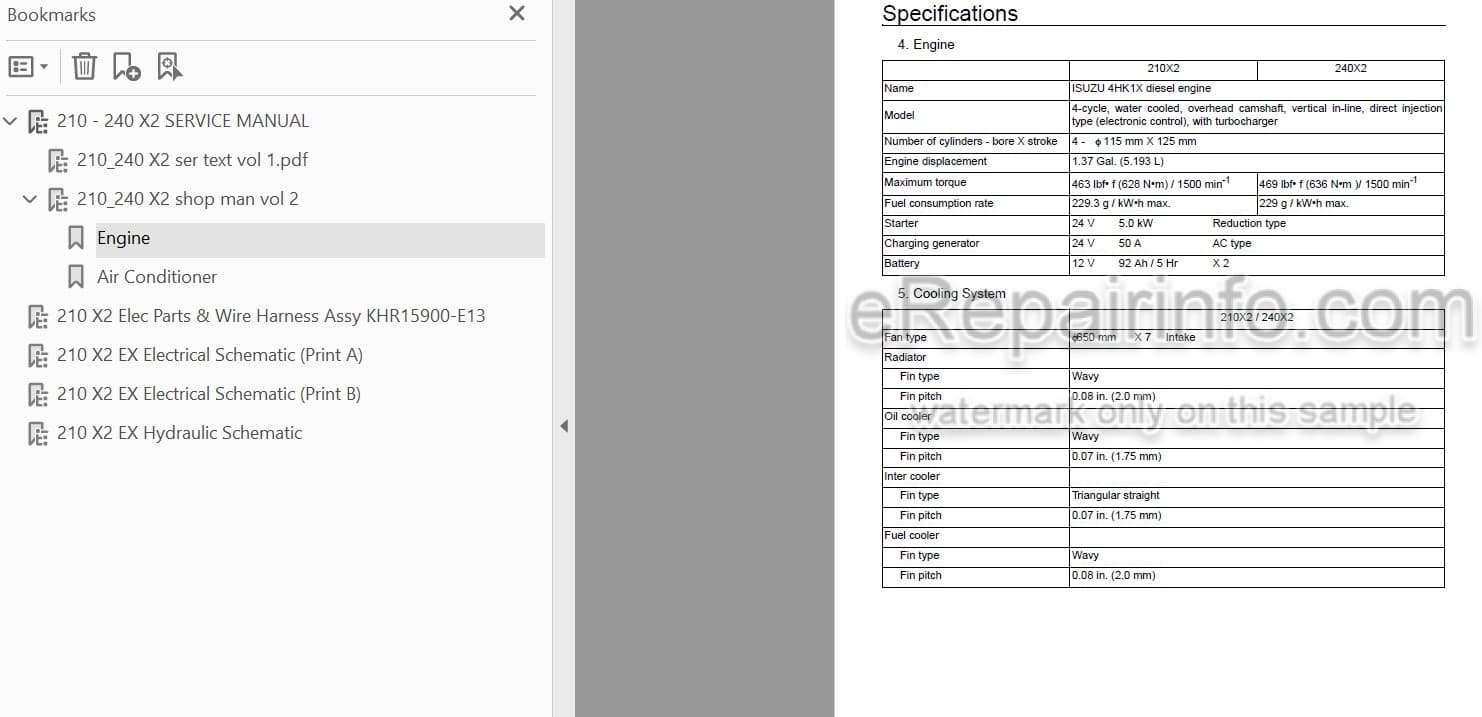 Photo 4 - Link-Belt 210X2 240X2 Shop Manual Excavator