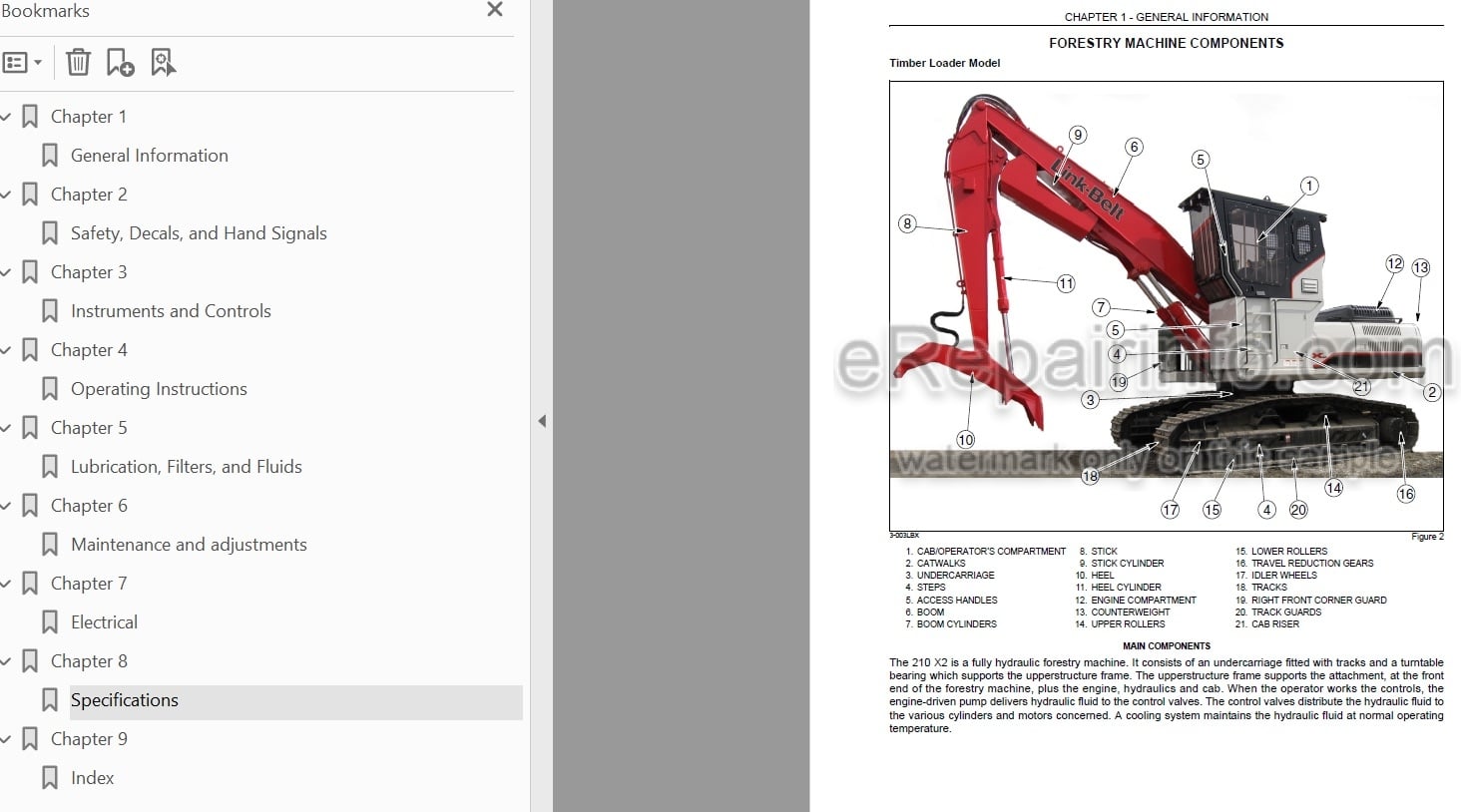 Photo 5 - Link-Belt 210X2 Operators Manual Forestry Machine