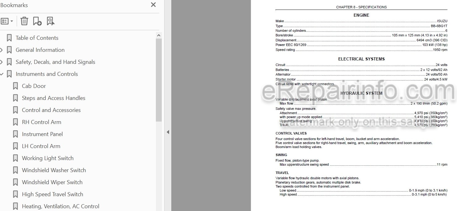 Photo 4 - Link-Belt 225 Spin Ace Operators Manual Excavator