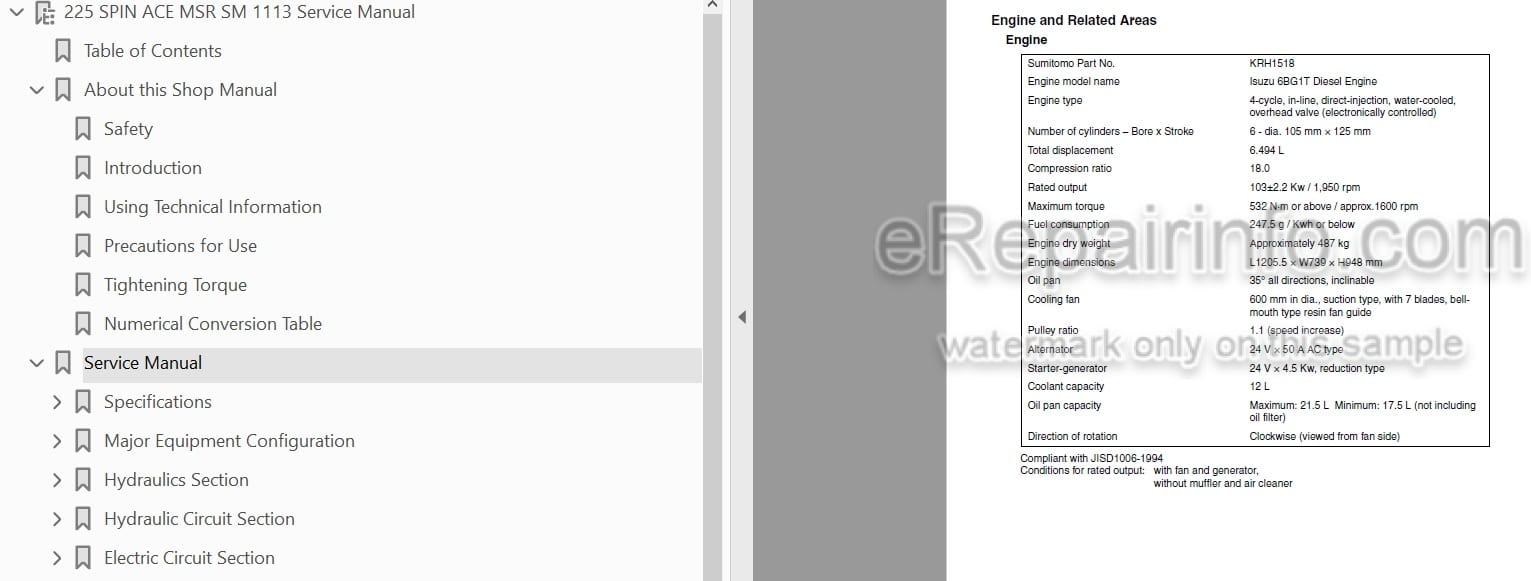 Photo 5 - Link-Belt 225 Spin Ace Shop Manual Excavator